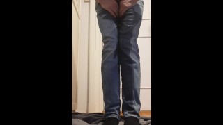 Pissing my jeans and putting on a diaper after