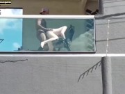 Preview 5 of Neighbor films couple having sex on the balcony of the building she moans a lot