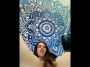 Preview 2 of What a busy slut I am! On the phone while fucking hairy pussy live on Chaturbate with a glass dildo