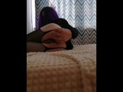 Preview 3 of Sissy crosdresser playing with her ass with big dildo