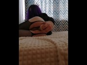 Preview 4 of Sissy crosdresser playing with her ass with big dildo
