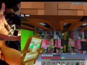 Preview 6 of Playing Minecraft Naked Ep.15 Building a dreamy nether tunnel and river passage