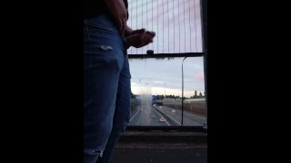 DICKFLASH ABOVE HIGHWAY BRIDGE CAUGHT BY COUPLE