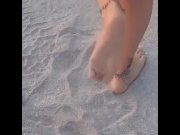 Preview 1 of Soles legs sandy toes worship