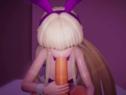 Preview 6 of Blue Archive Toki Bunny Girl Hentai Playboy BlowJob and Sex Blonde Girl MMD 3D Purple Ribbon