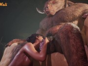 Preview 1 of Horny Girl fuck Minotaur | Big Cock Monster | 3D Porn Wild Life