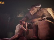 Preview 5 of Horny Girl fuck Minotaur | Big Cock Monster | 3D Porn Wild Life