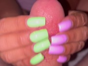 Preview 1 of Lavender and green nail tease by Latina with long nails