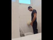 Preview 6 of camera in the bathroom of a well-known company, man pisses with his Italian cock