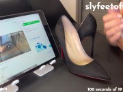 Preview 3 of Goddess slyfeetwife wanks into a high heel while making him watch her videos