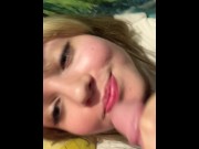 Preview 1 of Blonde slut slurps cock