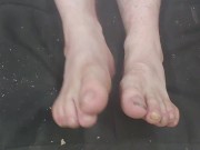 Preview 1 of My feet moving around on the black bed.