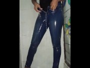 Preview 4 of Wet jeans in shower ebony