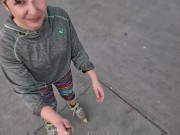 Preview 1 of Girl on roller skates sucks big dick