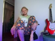 Preview 1 of Young long-haired guy shows his body and feet and then masturbates his cock with two hands and cum