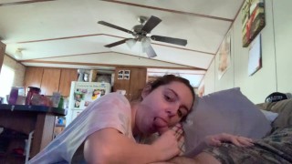 I wanted to watch a movie, she wanted to suck my cock (Oral Creampie)