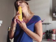 Preview 1 of CRYSTAL suffers fucking her pussy with a corn cob