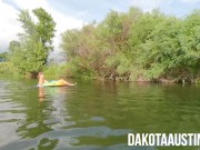 Preview 5 of Topless floating in the river in sheer swimsuit - Teaser