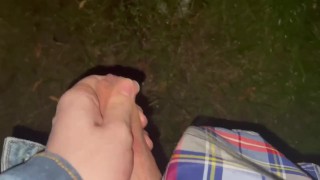 Horny boy pissing in the forest