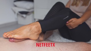 NETFEETX Tiffany give Handjob footjob and cum on feet