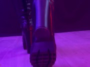 Preview 4 of Nightclub Mistress Dominates You in Leather Knee Tank Heels Boots - CBT, Bootjob, Ballbusting