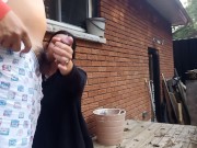 Preview 2 of HUGE Cumshot on Backyard Deck in front of Neighbours!