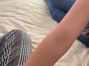 Preview 2 of Best Friends Boyfriend Ripped Jeans And Rough Fuck Me When She Was Late At Work! Huge Cum On My Body