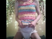 Preview 1 of tranny silly millie wets her diaper than cums