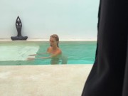 Preview 2 of Fuck with naked stepsis in the pool while parents are not at home