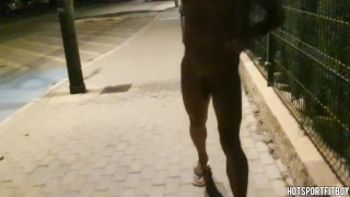 Hot and Fit Guy Walks Naked on Public Road Showing His Big Cock to Passersby - Hotsportfitboy