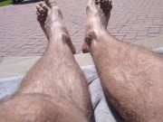 Preview 4 of Young Guy Shows You His Feet and Hairy Legs in the Public Pool 😝