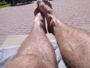 Preview 5 of Young Guy Shows You His Feet and Hairy Legs in the Public Pool 😝