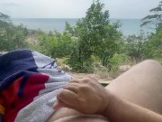 Preview 5 of Strokin Dad Bod Beach side masturbation. Strokin my cock on a public beach.