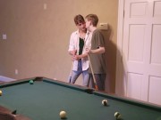 Preview 2 of NastyTwinks - Loser Takes It - Ethan Adams, Nick Mune - Friendly Wager Over Pool Ends in Raw Fucking