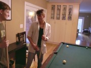 Preview 3 of NastyTwinks - Loser Takes It - Ethan Adams, Nick Mune - Friendly Wager Over Pool Ends in Raw Fucking