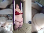 Preview 1 of Fucking my fat SSBBW slut wife in the sex swing. (Feat. Texas Sized Goddess)