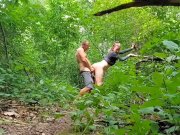 Preview 2 of Nature hike quickie (set the camera on the trail and fucked 😈 risky