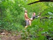 Preview 3 of Nature hike quickie (set the camera on the trail and fucked 😈 risky