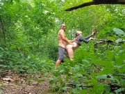 Preview 6 of Nature hike quickie (set the camera on the trail and fucked 😈 risky