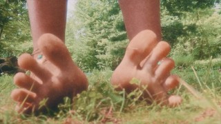 Barefoot showing off my feet outside