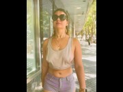 Preview 5 of Roaming the streets in a tiny Croptop Braless. Slipping out & flashing my tits.