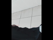 Preview 6 of Girl pissed on panties and the floor in a public toilet after holding urine for a long time