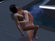 Preview 1 of Outside by the fountain holding her (Sims 4 Short Story)