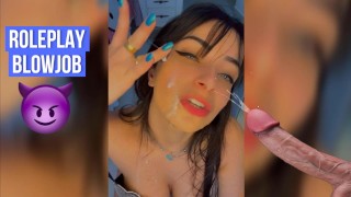 ROLEPLAY sexy latina catching you with a boner for being spying her and do a perfect blowjob to you