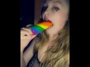 Preview 3 of DEEPTHROAT ON A COCK POP! Should see what else I do with it!!