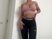 Preview 2 of fitness girl puts on a hot show in ripped leggings with her amazing ass