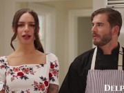 Preview 1 of Delphine Films- April Olsen's Naughty Cooking Show Turns Into a Sexy THREESOME