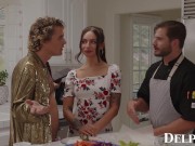 Preview 2 of Delphine Films- April Olsen's Naughty Cooking Show Turns Into a Sexy THREESOME