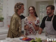 Preview 3 of Delphine Films- April Olsen's Naughty Cooking Show Turns Into a Sexy THREESOME
