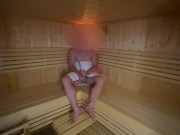 Preview 1 of Risky dick flash in sauna | huge cumshot